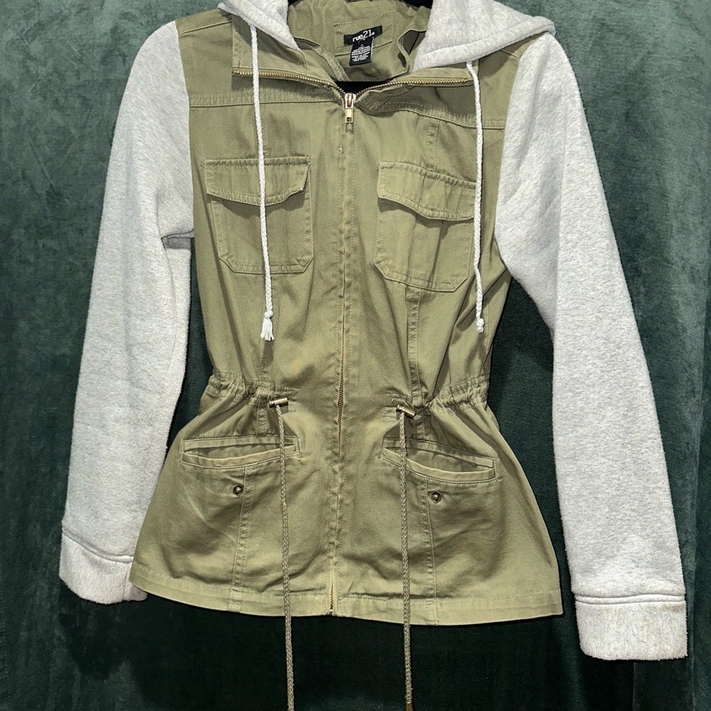 Rue 21 Green and Gray Hooded Jacket
